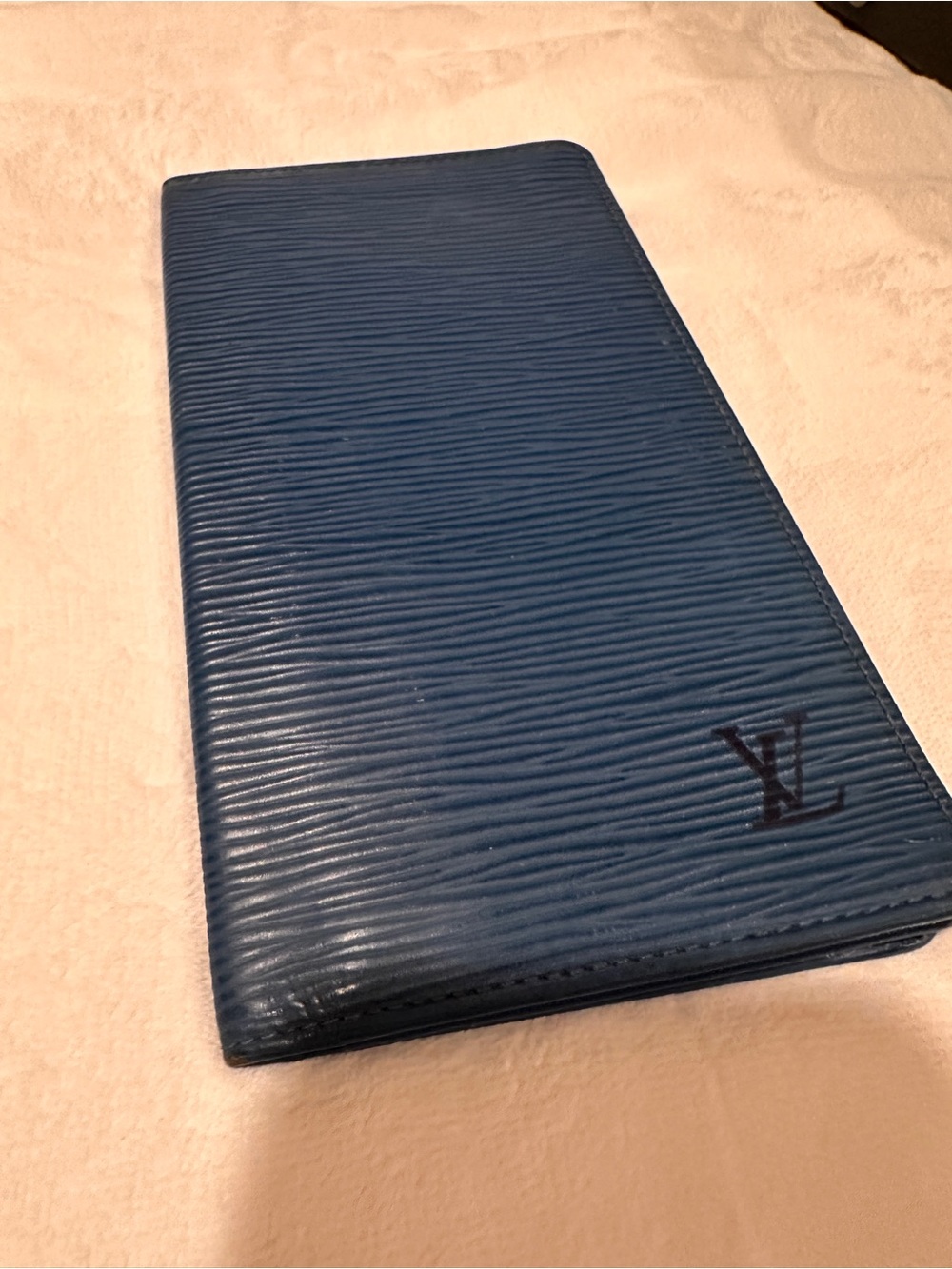 Louis Vuitton Blue Epi Leather Long Wallet with Embossed LV